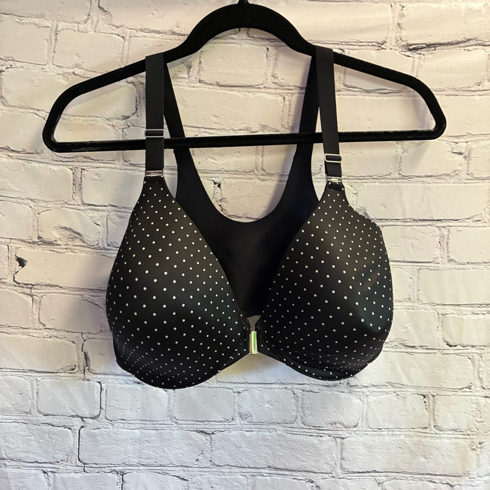 Soma Women’s Vanishing Back Full Coverage Black White Polka Dots Bra Sz 38DD GUC